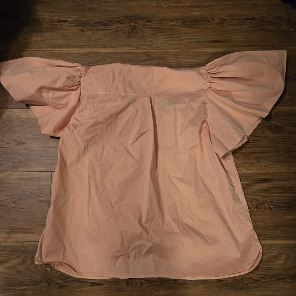 Chico's Peach Flutter-Sleeve Blouse - Picture 3 of 4